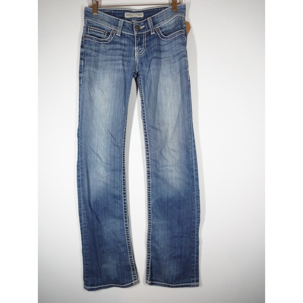 BKE Stella Bootcut Jeans Women 24L Blue Low Rise Contrast Stitch Y2K Western